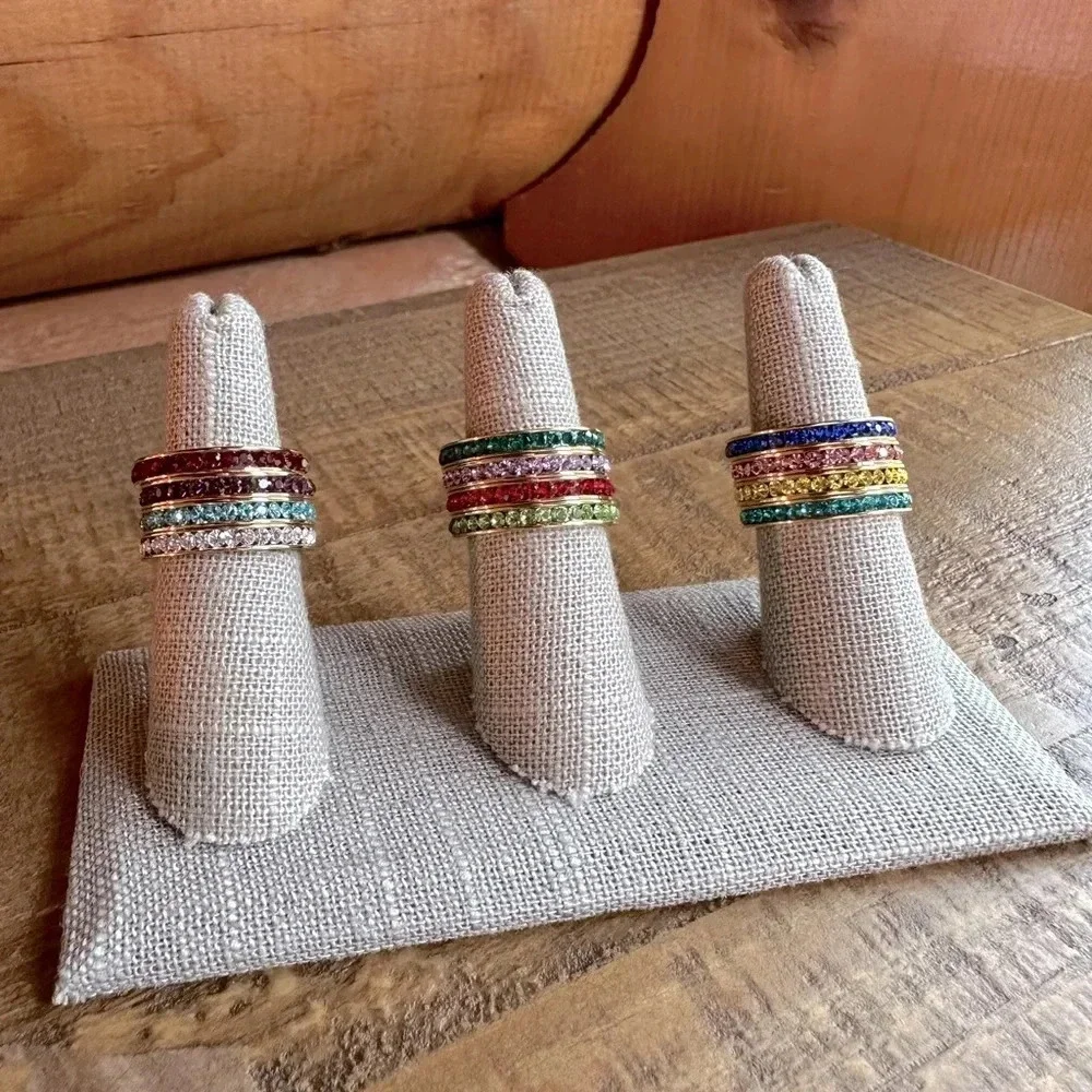 Sapphire Blue Colored CZ 18k Gold Stainless Steel Band Ring September Birthstone - Picture 5 of 9